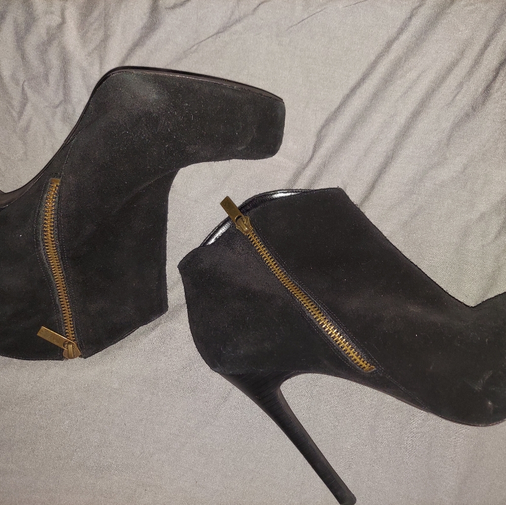 Black Suede Jessica Simpson Pasadena Zip Up Ankle Booties Black Size 7.5
